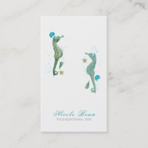 Zwei Seepferdewatercolor-Strandeleganter Chic Visitenkarte