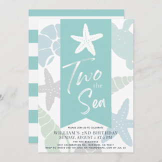 Zwei Seesterne Türkis 2. Geburtstag Einladung