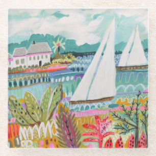 Zwei Segelboote Glasuntersetzer