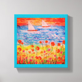 Zwei Segelboote Red Sky Leinwanddruck