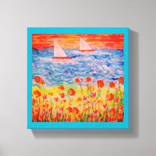 Zwei Segelboote Red Sky Leinwanddruck