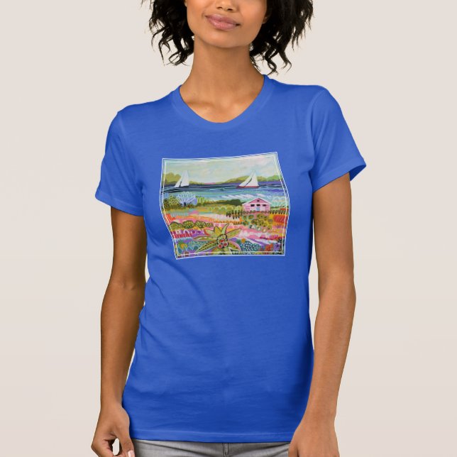 Zwei Segelboote und Hütte T-Shirt (Vorderseite)