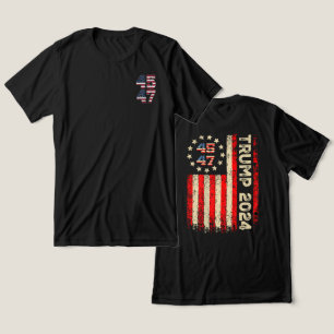 Zwei Seiten 45 47 Trump 2024 Amerikanische Flagge Tri-Blend Shirt