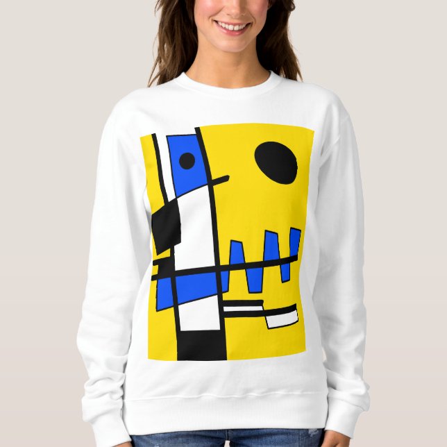 Zwei Seiten der Ethnizität Gelb Blau Schwarz-weiß Sweatshirt (Vorderseite)