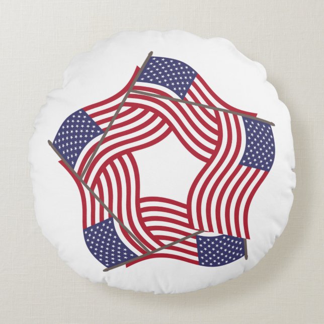 Zwei Seiten Designs mit patrouillischer amerikanis Rundes Kissen (Vorderseite)