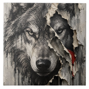 Zwei Seiten desselben Wolfes Fliese