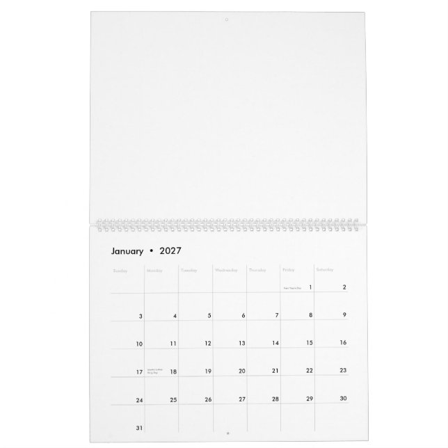 Zwei Seiten großer Kalender, weiß Kalender (Jan 2027)