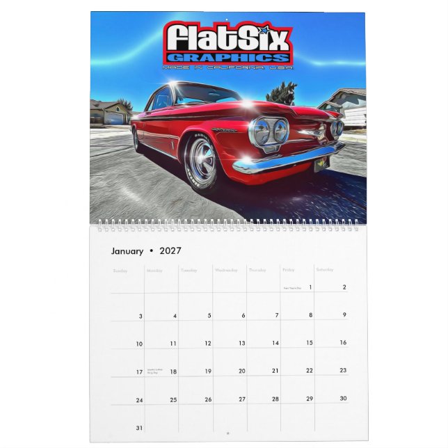 Zwei Seiten großer Korvare Kalender (Jan 2027)