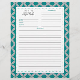 Zwei-seitige Aquamarine Retro-Star-Rezept-Seite