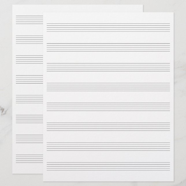 Zwei-seitige Manuskripte Papier Musik Mitarbeiter  Briefbogen (Vorne/Hinten)