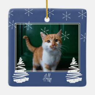 Zwei-seitige Weihnachtsbaum Familie Foto Haustier Keramikornament