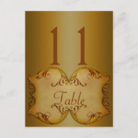 Zwei seitliche Bronze-Scrolls-Tischnummer Postkart