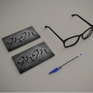 Zwei seitliche graue Chalkboard Bold Monogram Mini Visitenkarte