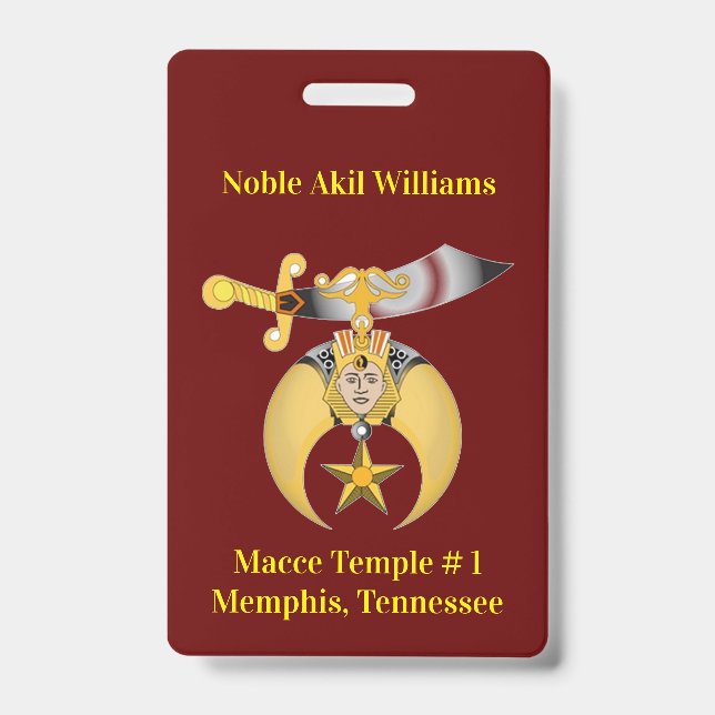 Zwei seitliche Shriners Ausweis (Vorderseite)