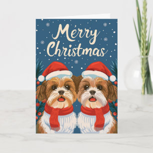 Zwei Shi Tzu Frohe Weihnachten Personalisiert