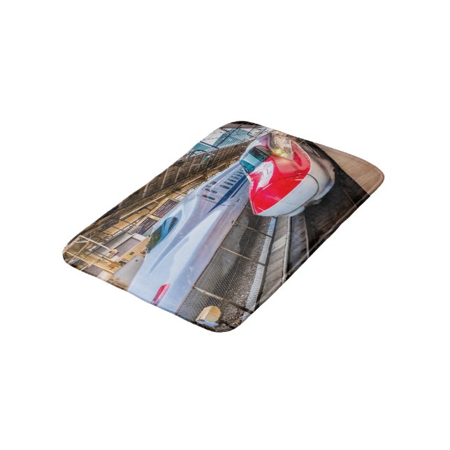 Zwei Shinkansen am Bahnhof Tokio Badematte (Schrägansicht)