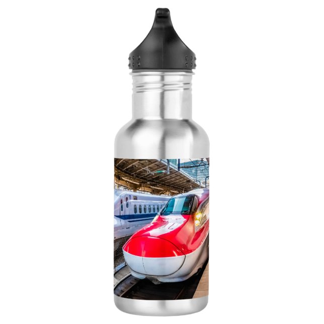 Zwei Shinkansen am Bahnhof Tokio Edelstahlflasche (Rechts)