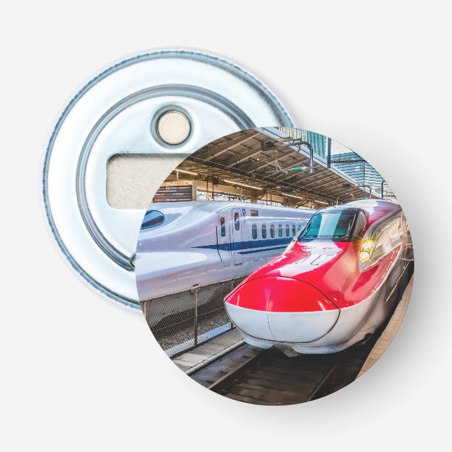 Zwei Shinkansen am Bahnhof Tokio Flaschenöffner (Vorderseite)
