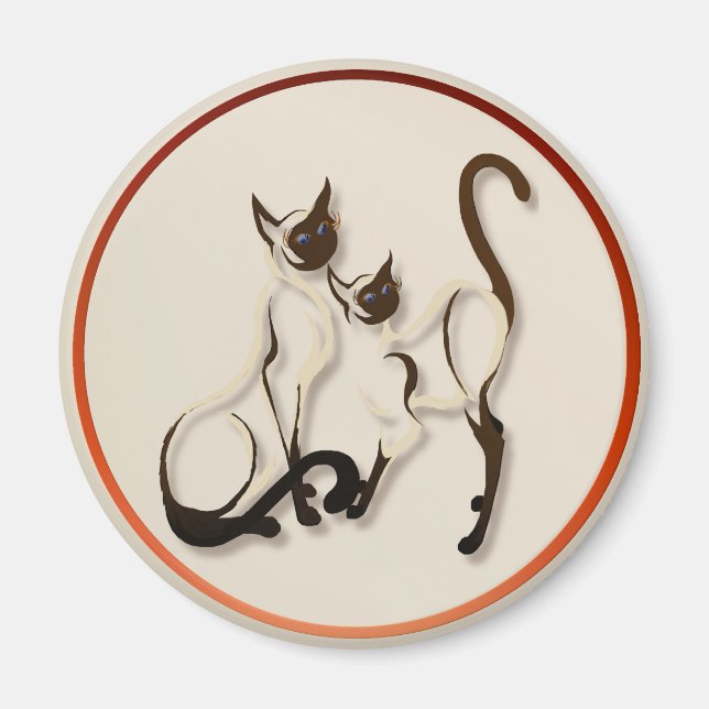 Zwei siamesische Katzen-Magnete Magnet (Vorne)