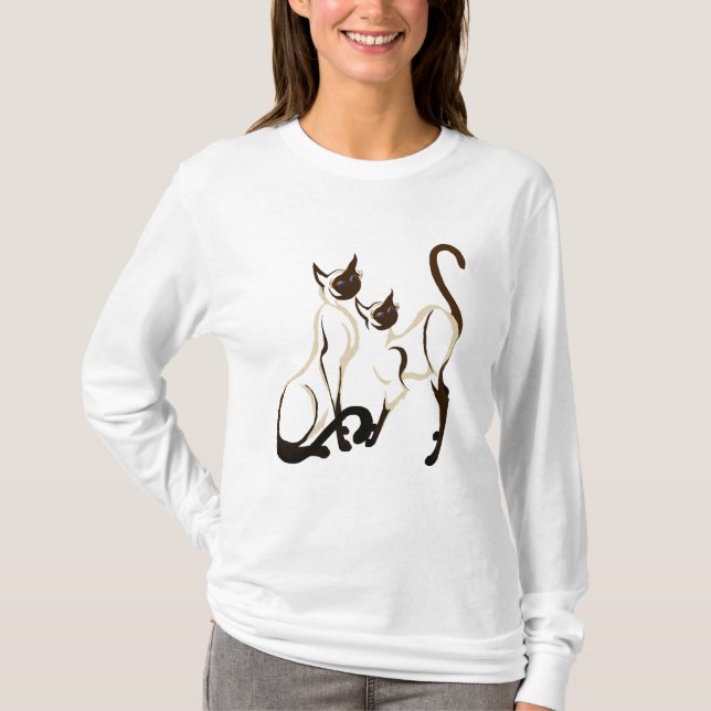 Zwei siamesische Katzen-Shirts T-Shirt (Vorderseite)