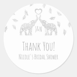 Zwei silberne Elefanten und Herbstlaube Gastgesche Runder Aufkleber