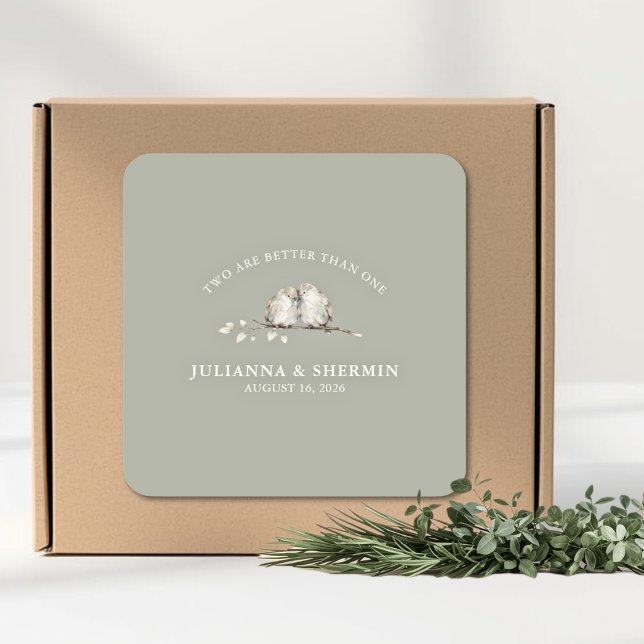 Zwei sind besser als einer Hochzeit Quadratischer Aufkleber (Christian Wedding Sticker)
