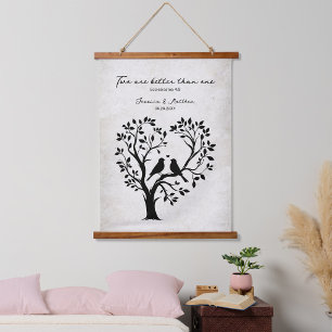 Zwei sind besser als einer mit herzförmigem Baum Wandteppich Mit Holzrahmen
