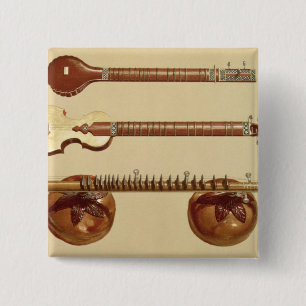 Zwei Sitars und ein rudra vina, Inder, 'vom Button