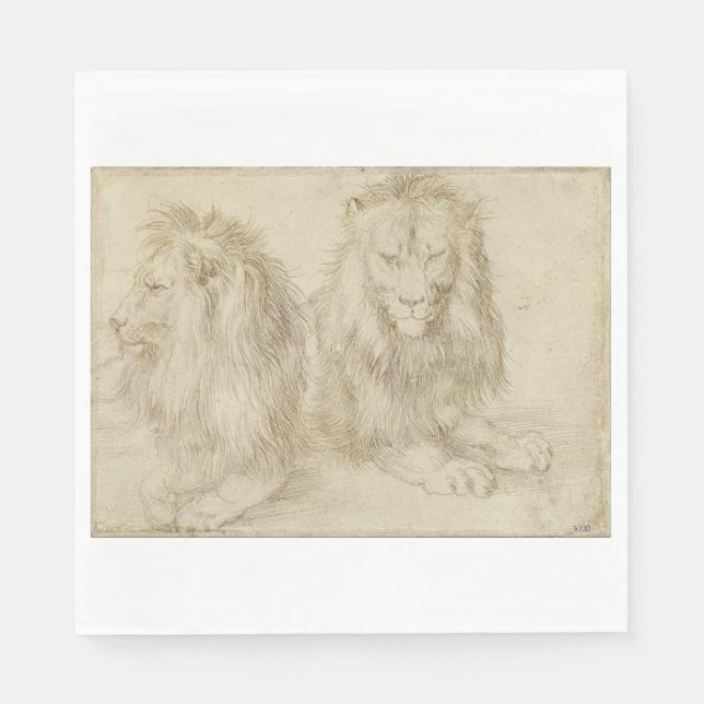 Zwei Sitzbänke (Wildtiere) (Albrecht Durer) Serviette (Vorderseite)