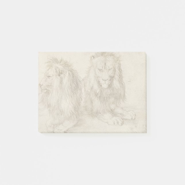 Zwei sitzende Löwen Albrecht Durer Post-it Klebezettel (Vorderseite)