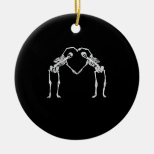 Zwei Skeleton Hearts Hands Classic Keramik Ornament