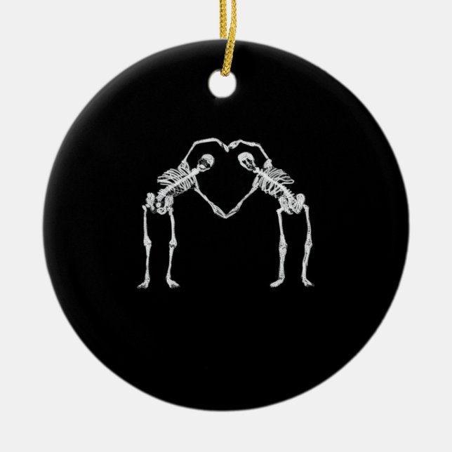Zwei Skeleton Hearts Hands Classic Keramik Ornament (Vorne)