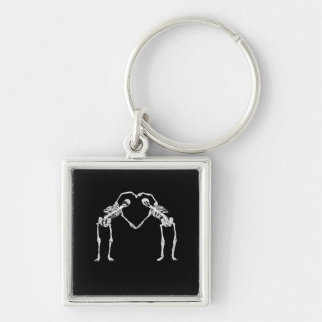 Zwei Skeleton Hearts Hands Classic Schlüsselanhänger (Vorne)