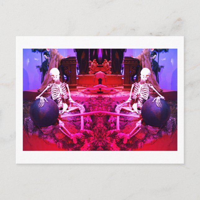 Zwei skelettartige beängstigende Skelettkunst Postkarte (Vorderseite)