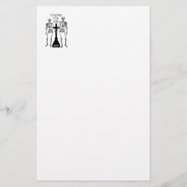 Zwei Skelette in Liebe Briefpapier (Vorderseite)