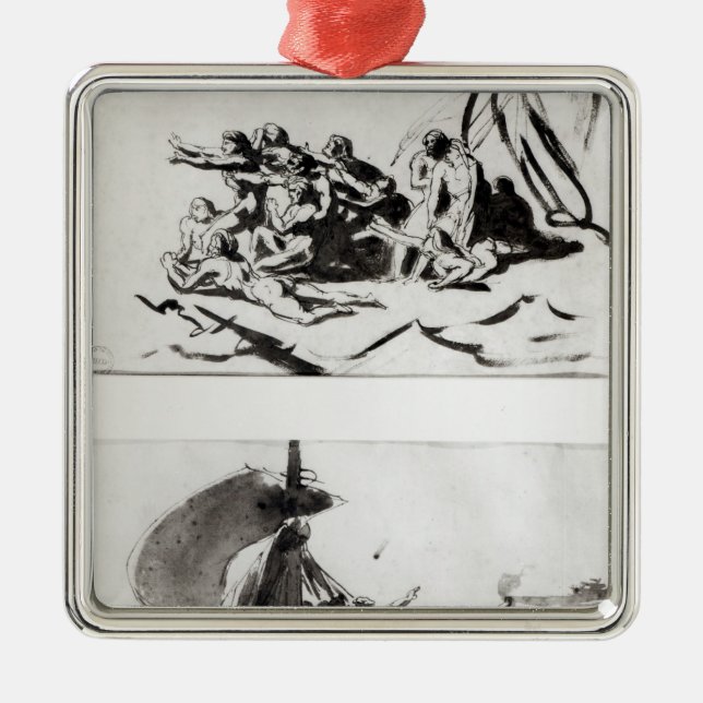 Zwei Skizzen für das Floss der Medusa, c.1819 Silbernes Ornament (Vorne)