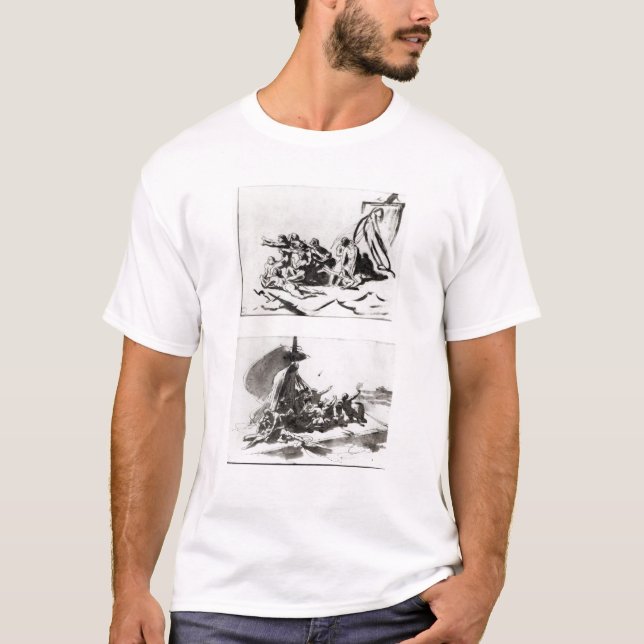 Zwei Skizzen für das Floss der Medusa, c.1819 T-Shirt (Vorderseite)