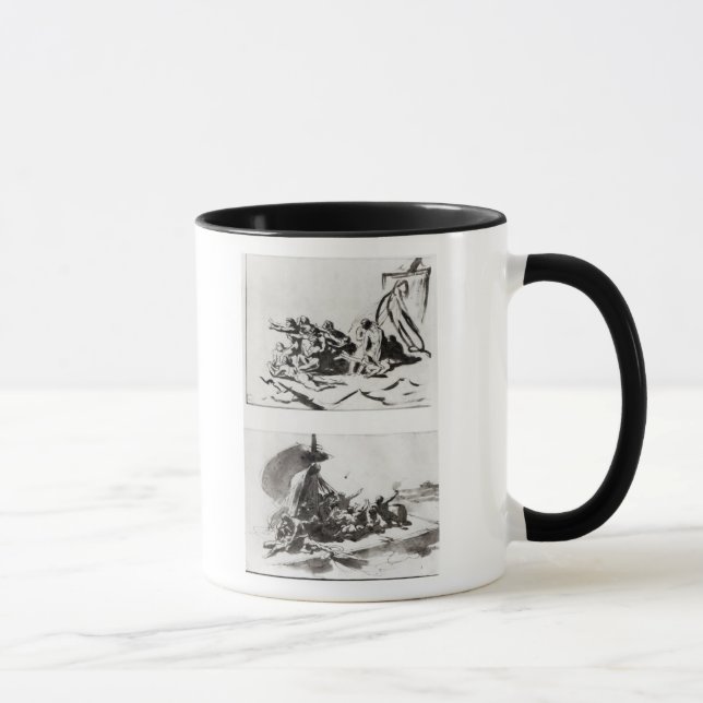 Zwei Skizzen für das Floss der Medusa, c.1819 Tasse (Rechts)