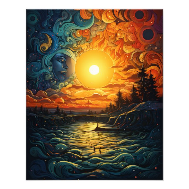 Zwei Sonnen im Sonnenuntergang Fotodruck (Vorne)