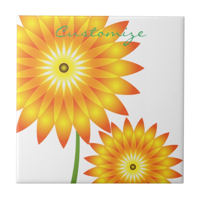 Zwei Sonnenblumen-Pflanze Thunder_Cove Fliese (Vorderseite)