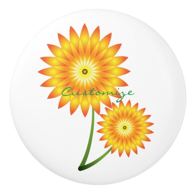 Zwei Sonnenblumen-Pflanze Thunder_Cove Keramikknauf (Vorderseite)