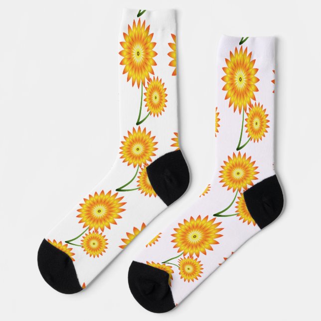 Zwei Sonnenblumen-Pflanze Thunder_Cove Socken (Linkes Detail)
