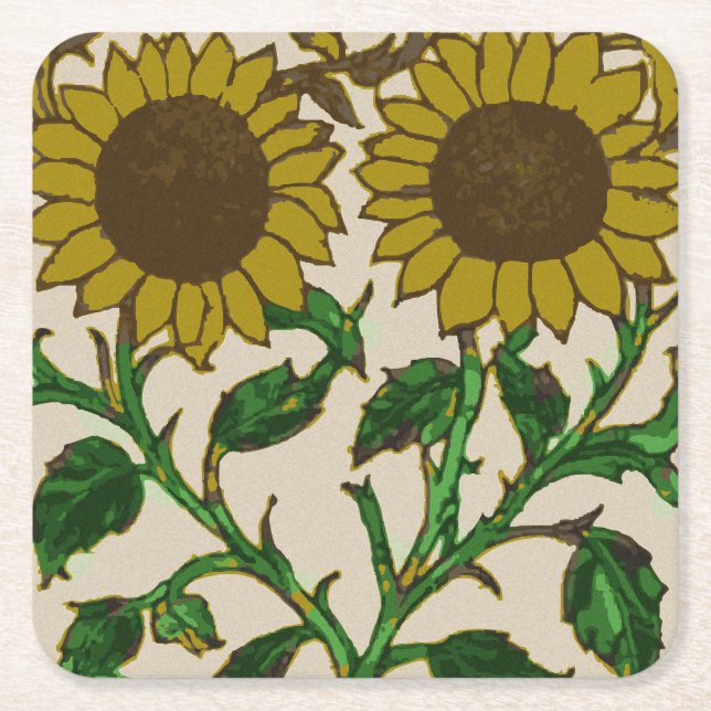 Zwei Sonnenblumen Rechteckiger Pappuntersetzer (Vorderseite)