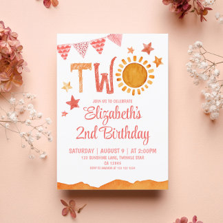 Zwei Sonnenschein am 2. Geburtstag Einladung