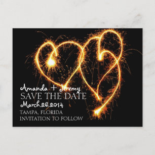 Zwei Sparkler Herz Save the Date Ankündigungspostkarte