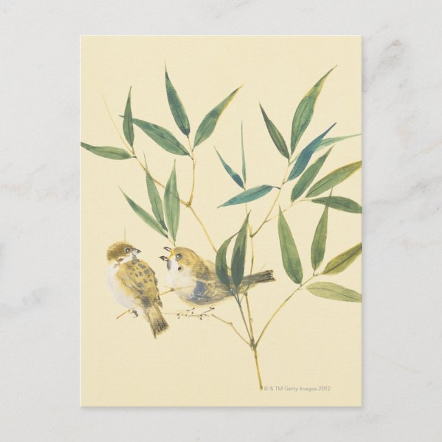 Zwei Sparrow Postkarte (Vorderseite)
