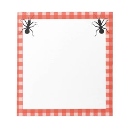 Zwei Spaß Big Black Ameisen rot Karierte Grenze Notizblock