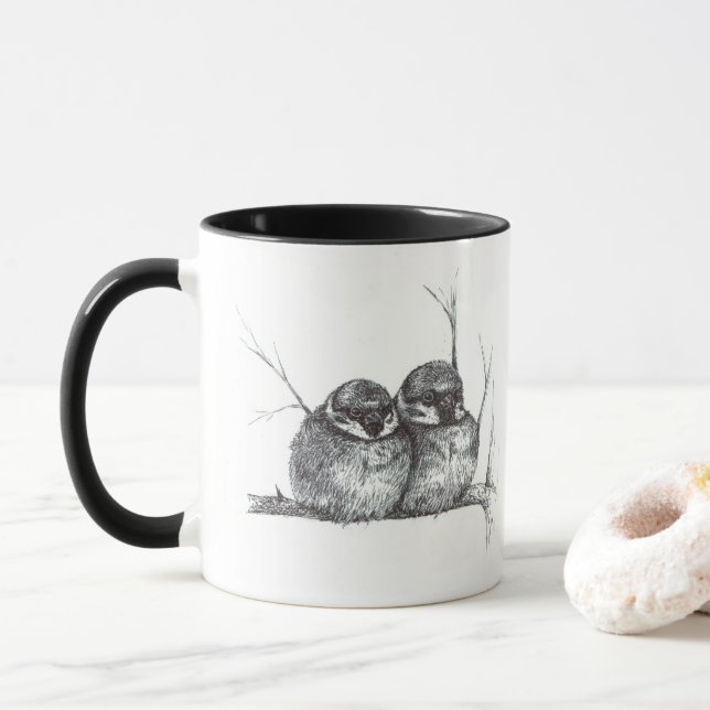 Zwei Spatzen Tasse (Mit Donut)