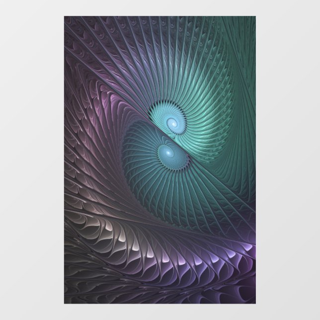 Zwei Spiralen farbenfroh Modernes Abstraktes Frakt Fensteraufkleber (Blatt)