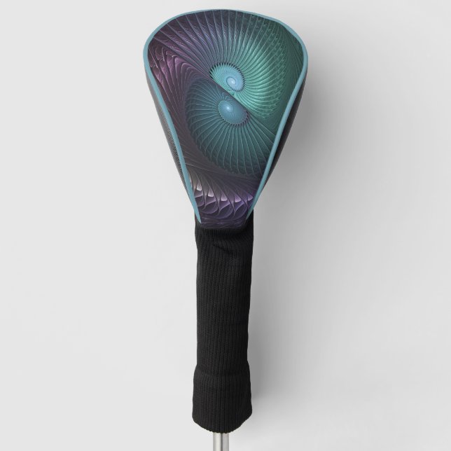 Zwei Spiralen farbenfroh Modernes Abstraktes Frakt Golf Headcover (Vorderseite)